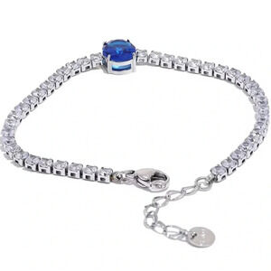 Diana Blue Diamond Crystal Stainless Steel Waterproof Tennis Bracelet